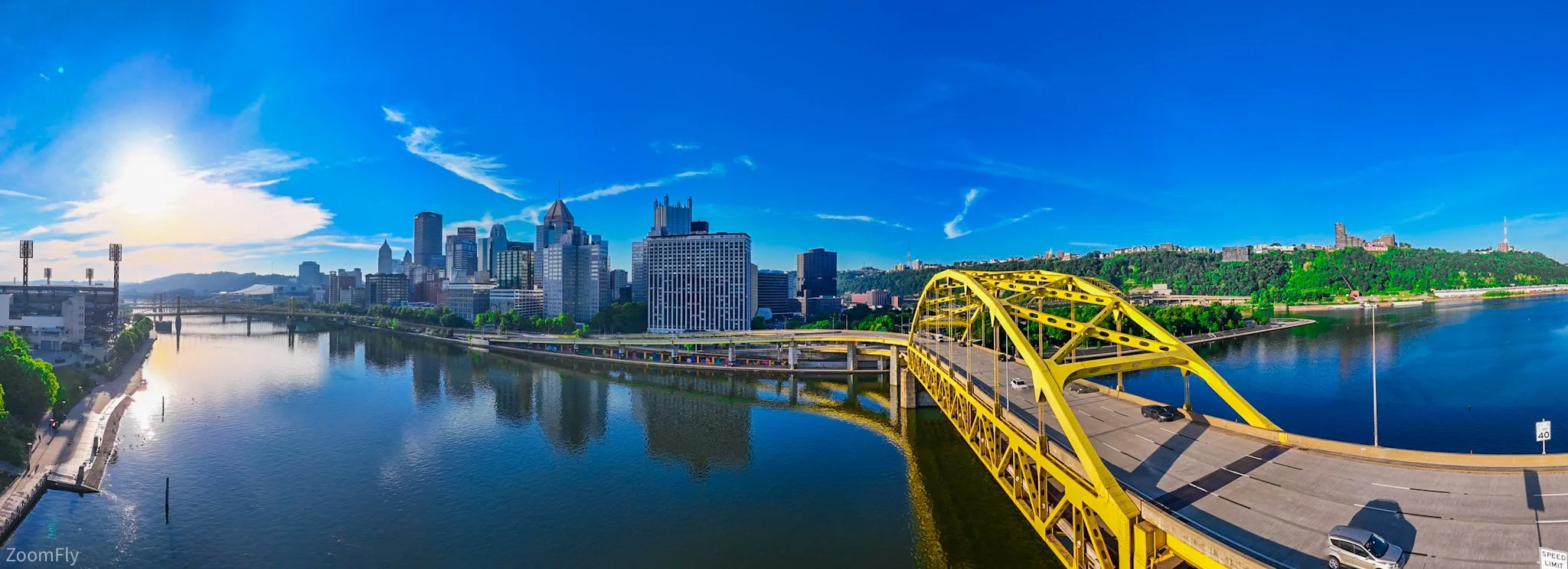 Pittsburgh skyline aerial